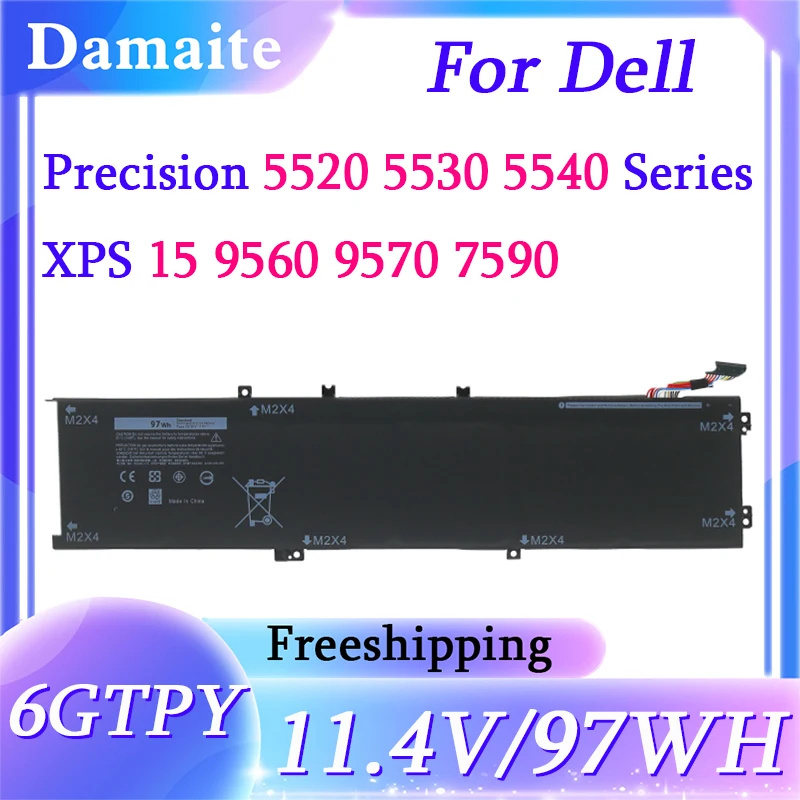 6GTPY H5H20 11.4V 97WH Laptop Battery For Dell XPS 15 9570 9560 7590 Precision 5520 5530 Series Notebook
6GTPY H5H20 11.4V 97WH Laptop Battery For Dell XPS 15 9570 9560 7590 Precision 5520 5530 Series Notebook