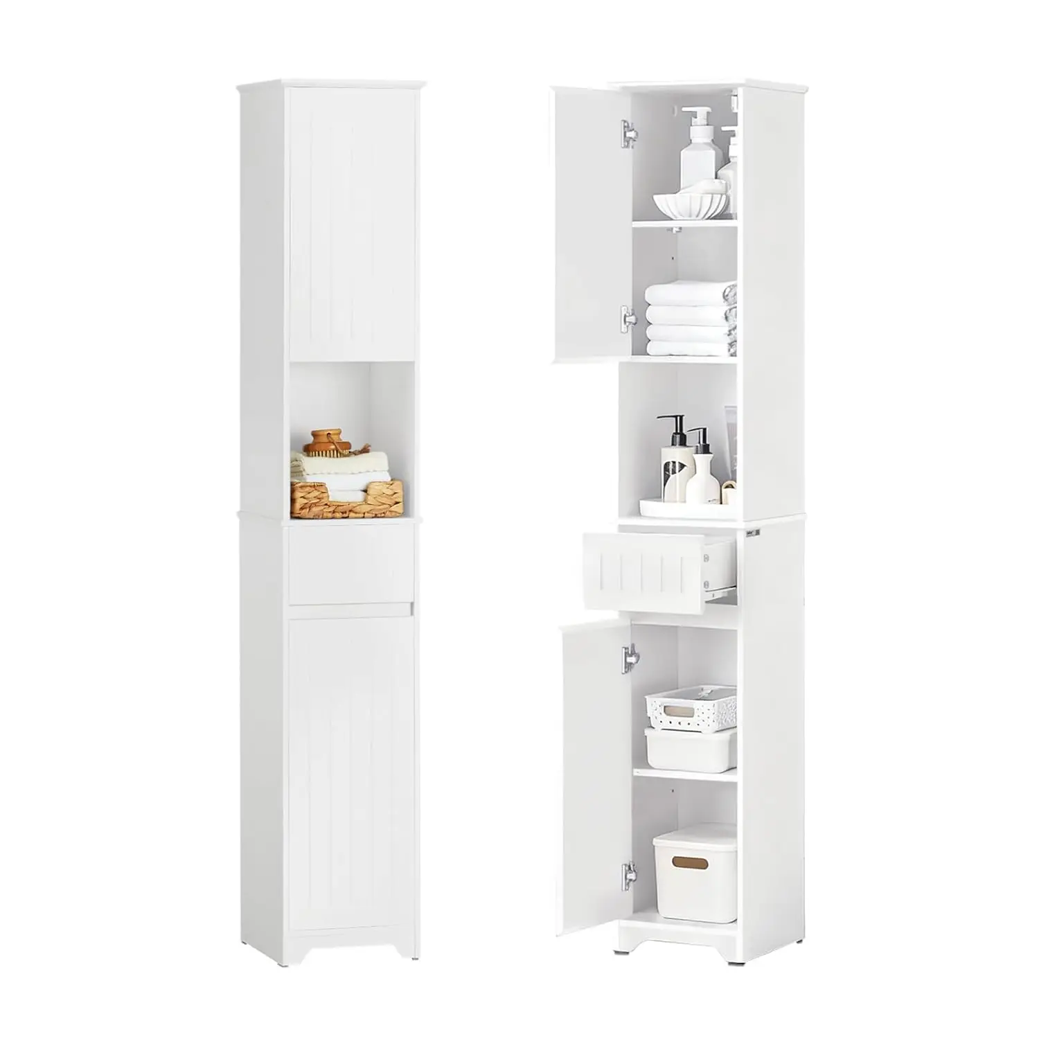 Narrow Tall Slim Bathroom Storage Cabinet with Doors Shelves Small Space Tight Corner Freestanding White, Customized
Narrow Tall Slim Bathroom Storage Cabinet with Doors Shelves Small Space Tight Corner Freestanding White, Customized