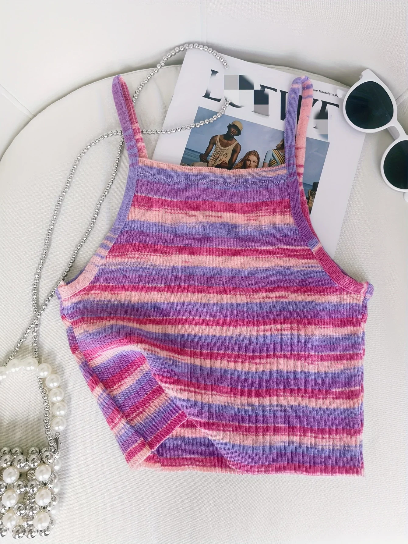 2025 Comfortable and Stylish Striped Ribbed Knit Cami Top for Women Sleeveless Square Neck Casual Top Rainbow Crop Top
2025 Comfortable and Stylish Striped Ribbed Knit Cami Top for Women Sleeveless Square Neck Casual Top Rainbow Crop Top