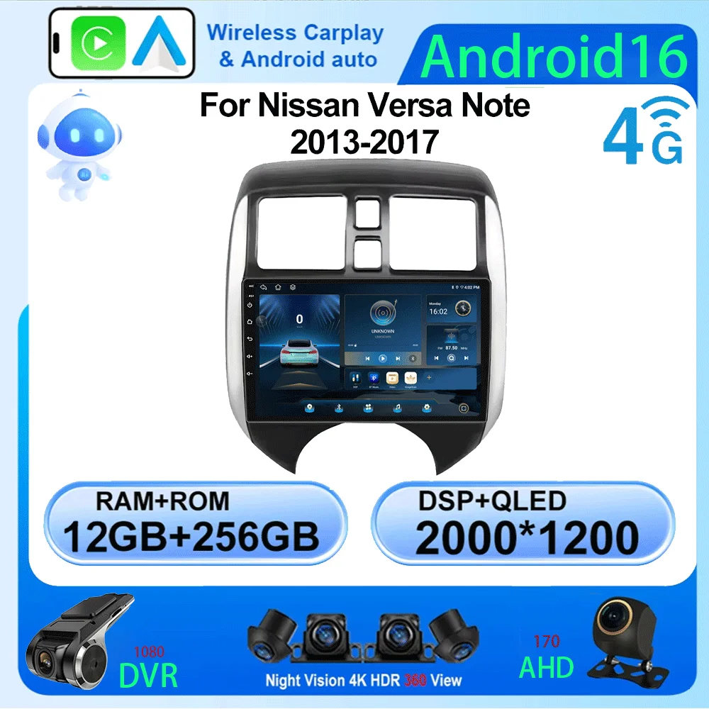 Android 16 For NISSAN VERSA NOTE 2013 - 2017 DSP RDS Car Radio Stereo Multimedia Player GPS Navigation Wireless Carplay AUTO 4G
Android 16 For NISSAN VERSA NOTE 2013 - 2017 DSP RDS Car Radio Stereo Multimedia Player GPS Navigation Wireless Carplay AUTO 4G