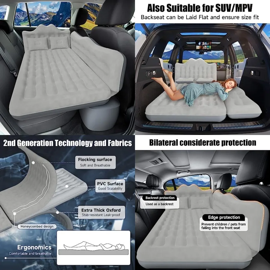 Car Air Mattress, Inflatable SUV Truck Air Mattress Back Seat Camping Bed Thickened Car Sleeping Pad for Travel, Car Bed SUV Mattress with Air Pump 2 Pillows
Car Air Mattress, Inflatable SUV Truck Air Mattress Back Seat Camping Bed Thickened Car Sleeping Pad for Travel, Car Bed SUV Mattress with Air Pump 2 Pillows