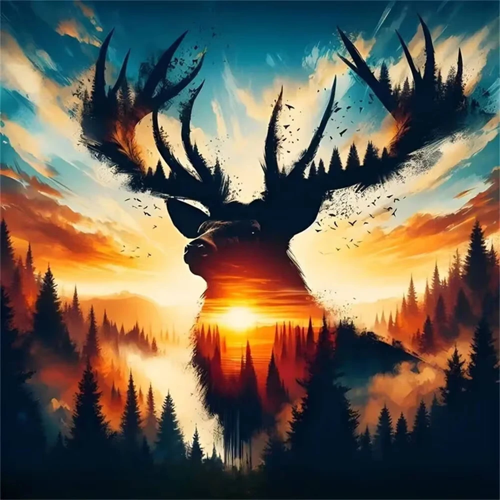 Double Exposure Sunset Elk Conifer Forest Jigsaw Puzzle, Warm Orange Dusk Mountain Silhouette Home Wall Decor
Double Exposure Sunset Elk Conifer Forest Jigsaw Puzzle, Warm Orange Dusk Mountain Silhouette Home Wall Decor