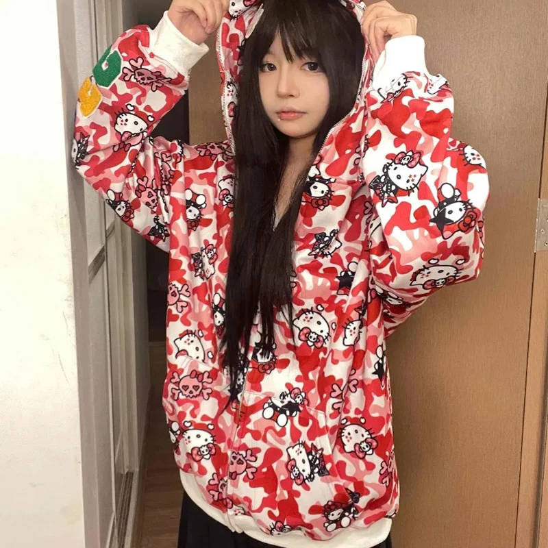 Sanrios Hello Kitty American Retro Cardigan Top Kawaii Cardigan Cartoon Sweatshirt Girls Loose and Versatile Casual Jacket
Sanrios Hello Kitty American Retro Cardigan Top Kawaii Cardigan Cartoon Sweatshirt Girls Loose and Versatile Casual Jacket