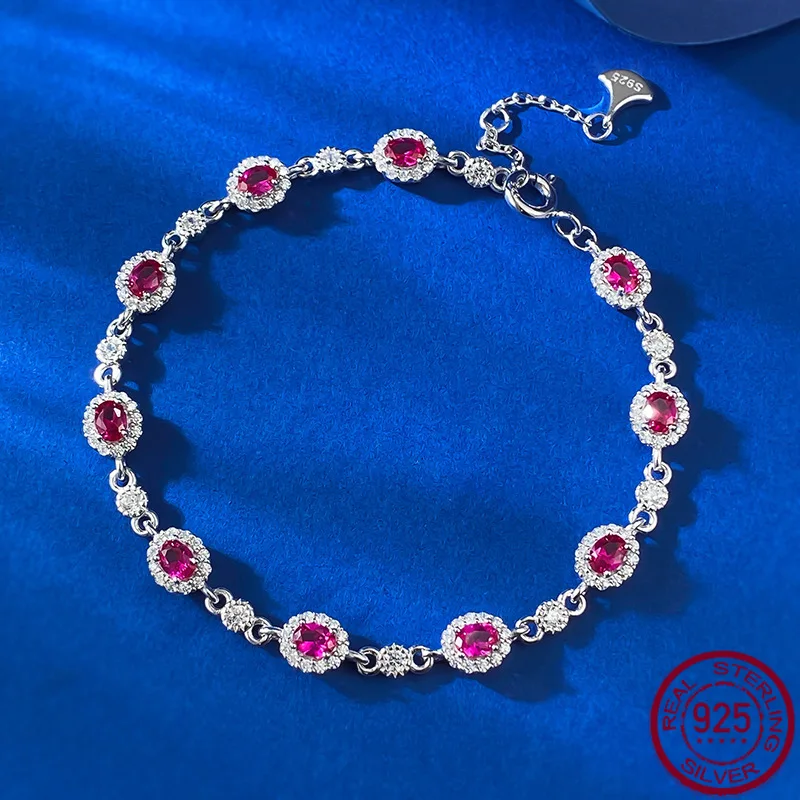 New S925 Silver Dove Blood Red 3 * 4 Elliptical Diamond Bracelet for Women with Chinese Style Adjustable Wedding Jewelry
New S925 Silver Dove Blood Red 3 * 4 Elliptical Diamond Bracelet for Women with Chinese Style Adjustable Wedding Jewelry