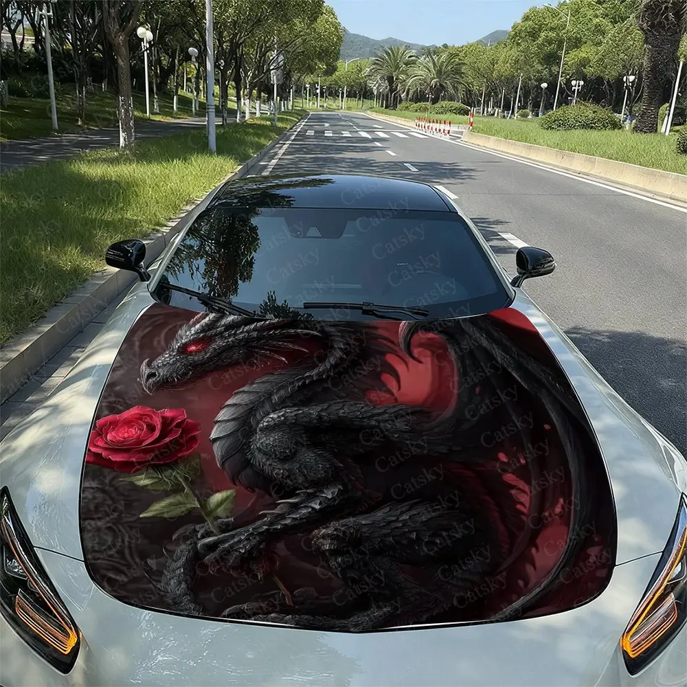 Red Rose Black Dragon Car Vinyl Wraps, Engine Hood Decals, Splash-Resistant Features, Easy To Remove, Suitable For Hood Decorati
Red Rose Black Dragon Car Vinyl Wraps, Engine Hood Decals, Splash-Resistant Features, Easy To Remove, Suitable For Hood Decorati