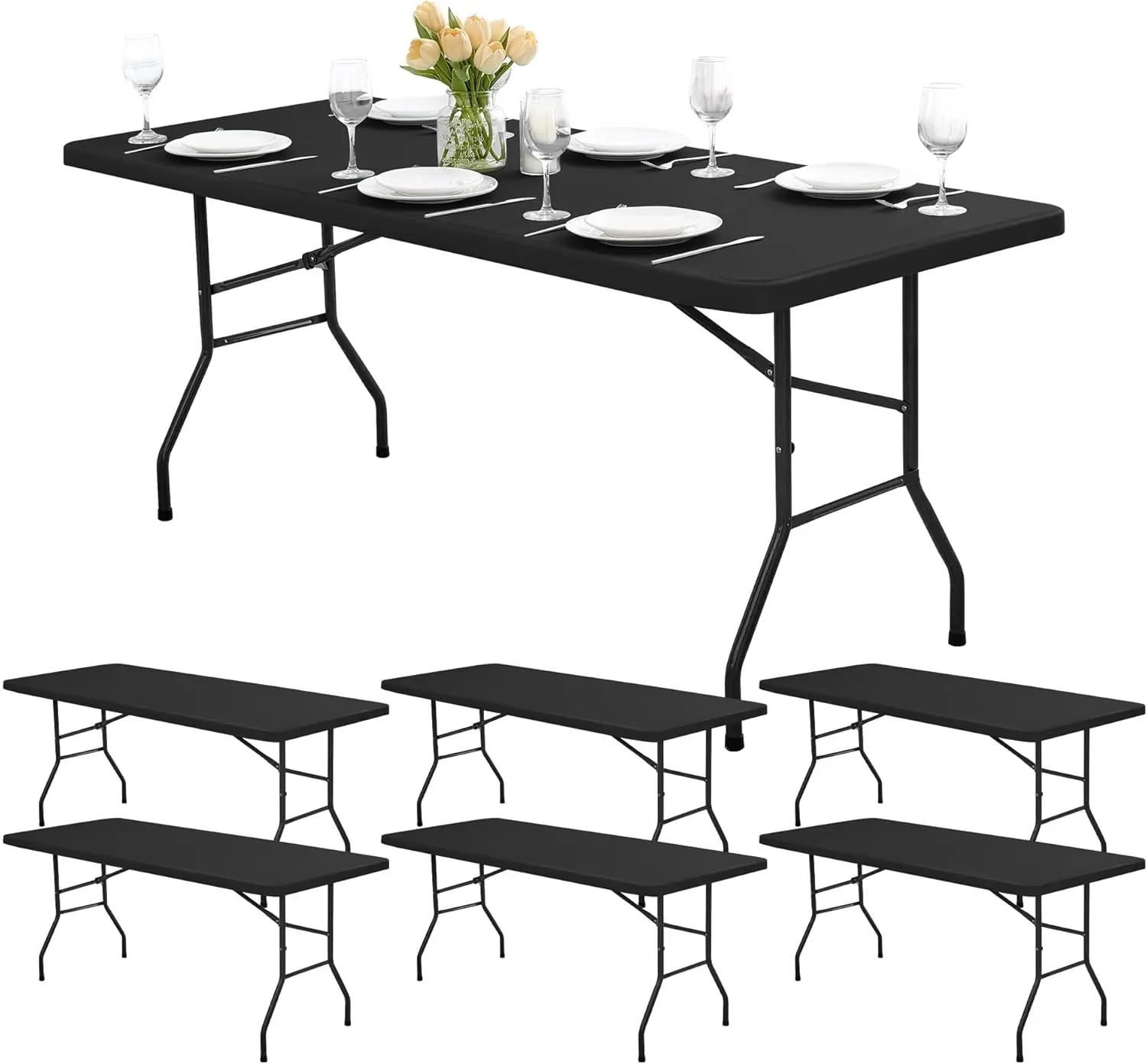 6ft Fitted Tablecloth Rectangle - 6 Pack Outdoor Picnic Table Covers with Elastic, Washable Folding Table Protector for Party
6ft Fitted Tablecloth Rectangle - 6 Pack Outdoor Picnic Table Covers with Elastic, Washable Folding Table Protector for Party
