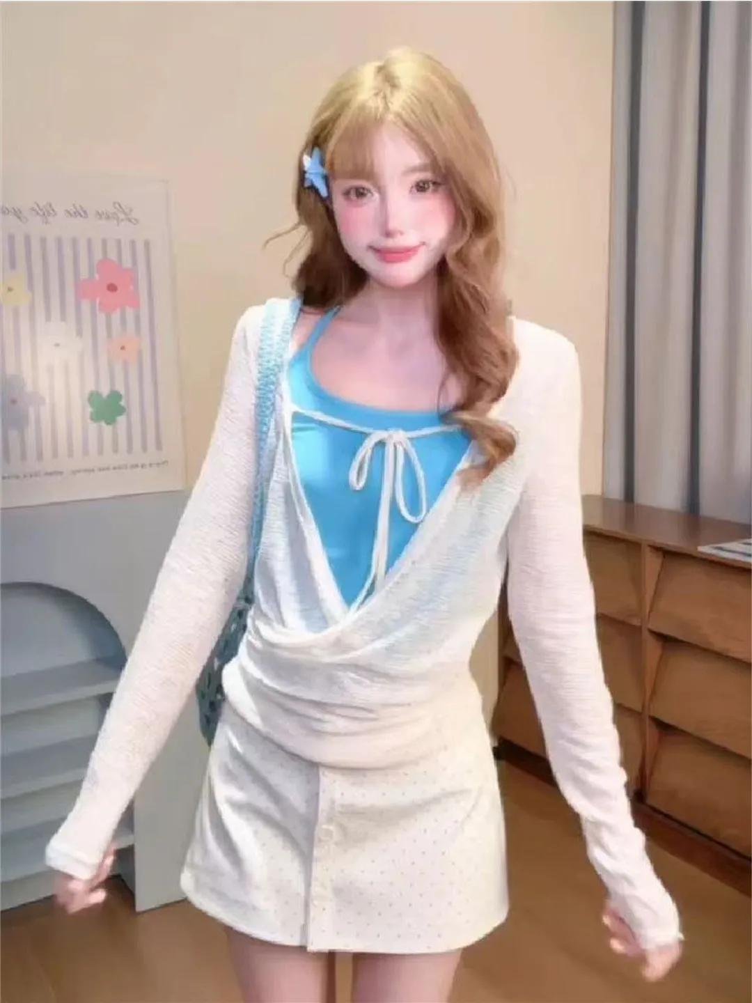 Korean Sweet Color Block Women's Spring Summer Inner Wear Tank Top Sun Protection Cover up T-Shirt Two-Piece Set Casual Style
Korean Sweet Color Block Women's Spring Summer Inner Wear Tank Top Sun Protection Cover up T-Shirt Two-Piece Set Casual Style