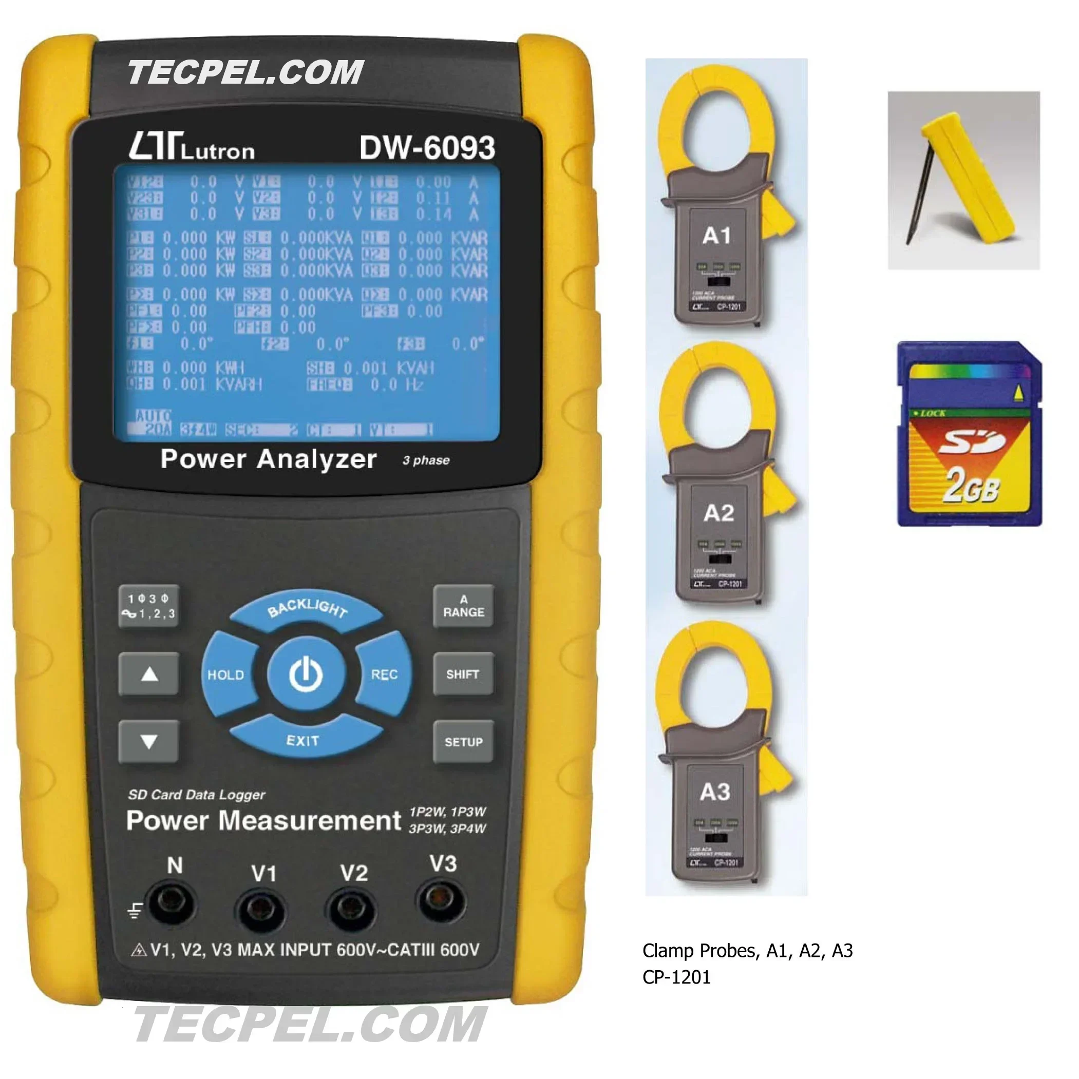 3 Phase Power Meter Analyzer Tester Real Time Data Logger Electric tester LUTRON DW-6093 
3 Phase Power Meter Analyzer Tester Real Time Data Logger Electric tester LUTRON DW-6093