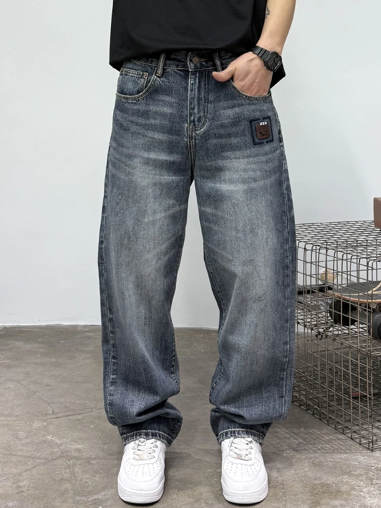 Retro Washed Denim Jeans Men's Summer Casual Loose Straight Leg Blue Long Trousers Wear Resistant mid Waist Zipper Fly
Retro Washed Denim Jeans Men's Summer Casual Loose Straight Leg Blue Long Trousers Wear Resistant mid Waist Zipper Fly