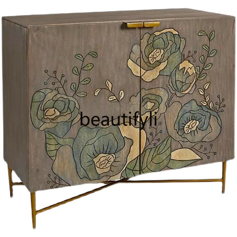 Modern simple solid wood retro painted art foyer cabinet partition side cabinet
Modern simple solid wood retro painted art foyer cabinet partition side cabinet