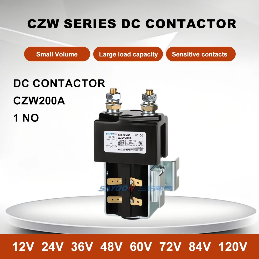 Контактор постоянного тока CZW200A, сильноточный контактор, подходит для аккумуляторных транспортных средств, автомобилей, чистящих транспортных средств 12 В, 24 В, 36 В, 48 В, 60 В, 72 В
Контактор постоянного тока CZW200A, сильноточный контактор, подходит для аккумуляторных транспортных средств, автомобилей, чистящих транспортных средств 12 В, 24 В, 36 В, 48 В, 60 В, 72 В