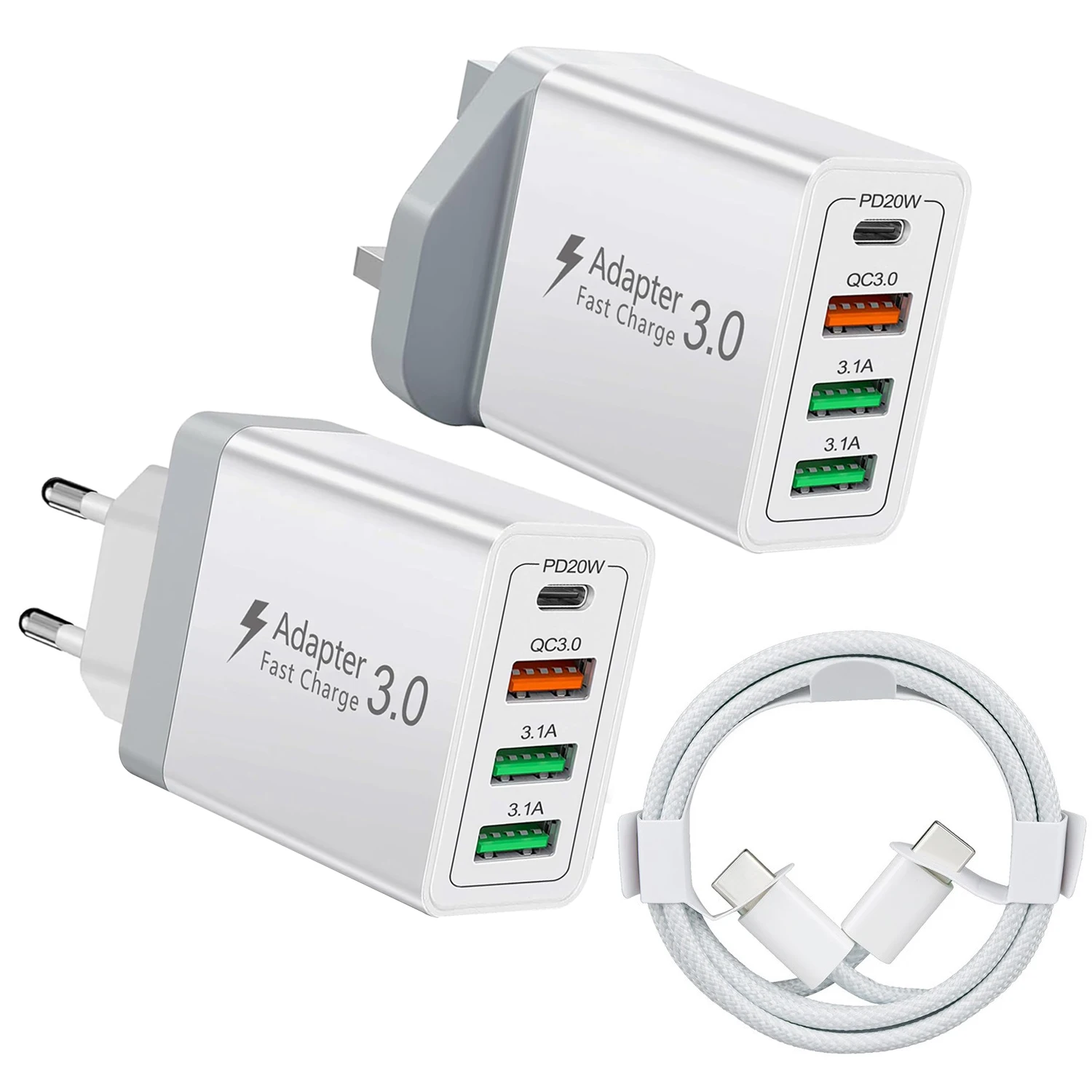 40W USB C Phone Charger Block 4 Ports Fast Charging Wall Chargers With Type C Cable 2PD+2USB Adapter For iPhone Xiaomi
40W USB C Phone Charger Block 4 Ports Fast Charging Wall Chargers With Type C Cable 2PD+2USB Adapter For iPhone Xiaomi