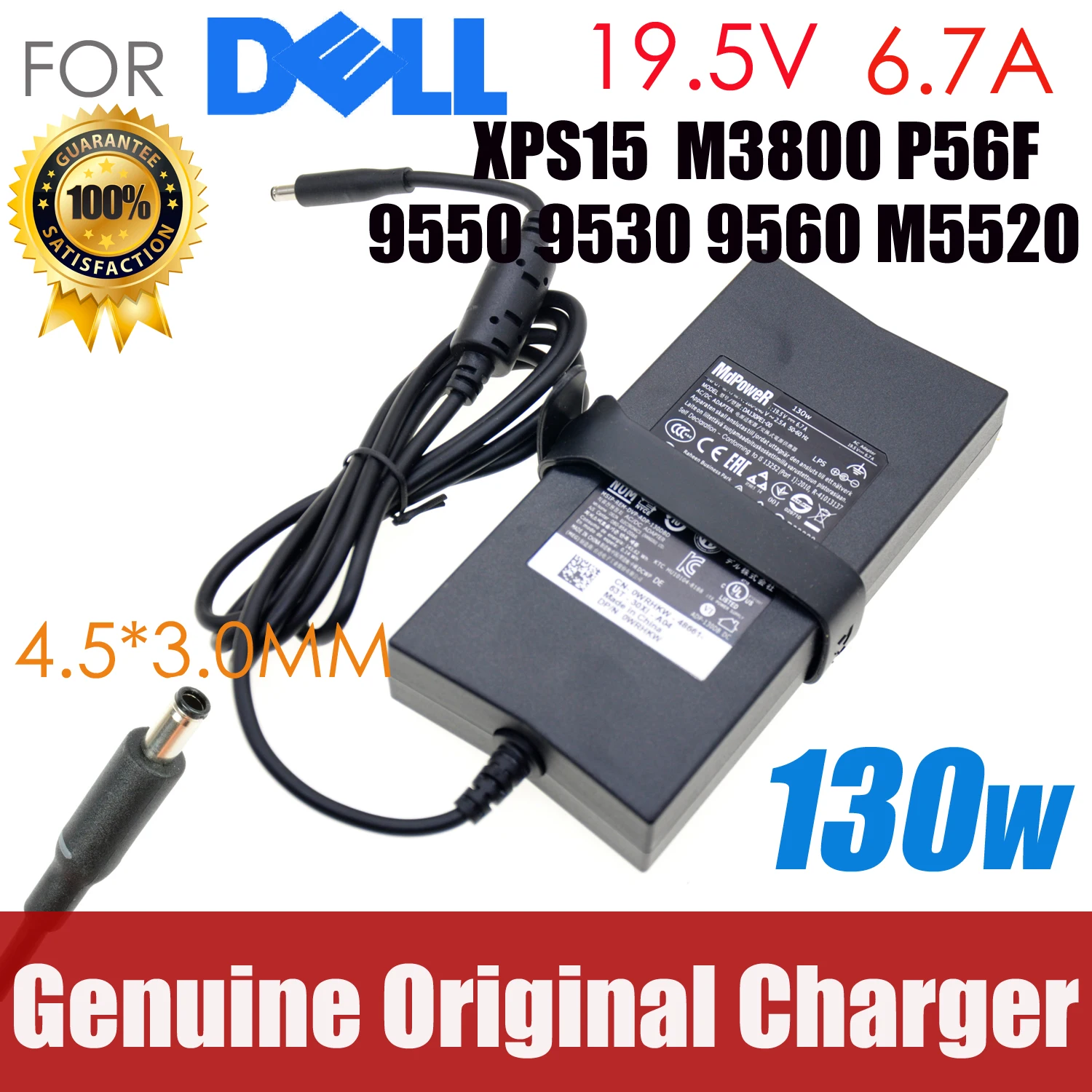 Genuine For Dell 130W 19.5V 6.67A/6.7A charger XPS 15 9530 9550 9560 PRECISION M3800 DA130PM130 06TTY6 laptop AC adapter
Genuine For Dell 130W 19.5V 6.67A/6.7A charger XPS 15 9530 9550 9560 PRECISION M3800 DA130PM130 06TTY6 laptop AC adapter