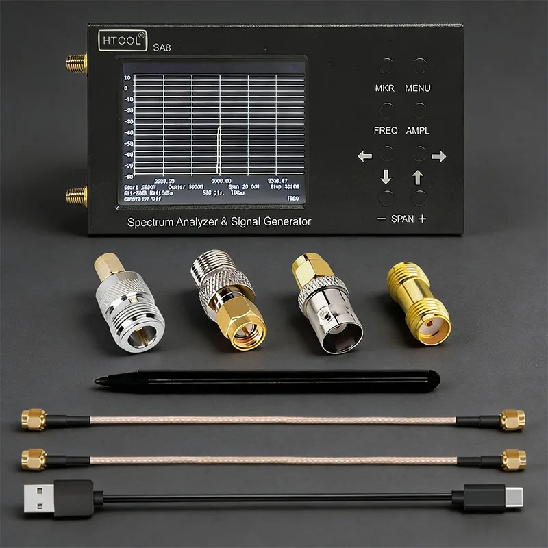 HTOOL SA8/SA6 2-in-1 Spectrum Analyzer & Signal Generator S11 S21 Calibration 35-6200MHz RF Tester for Wi-Fi 2G 4G LTE CDMA GSM
HTOOL SA8/SA6 2-in-1 Spectrum Analyzer & Signal Generator S11 S21 Calibration 35-6200MHz RF Tester for Wi-Fi 2G 4G LTE CDMA GSM