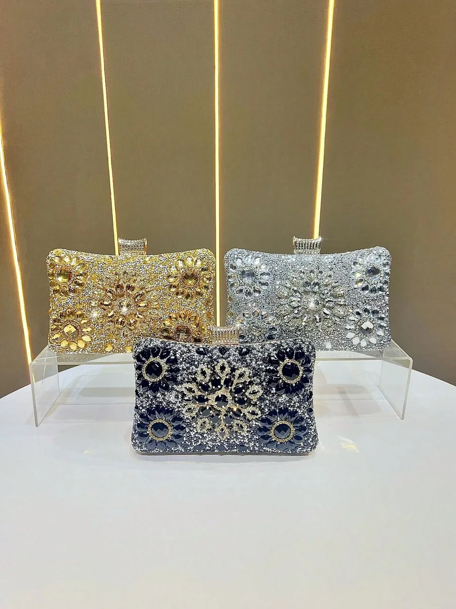 Rhinestone Flower Clutch Bag Box Style Evening Handbag For Party Wedding Prom Formal Event
Rhinestone Flower Clutch Bag Box Style Evening Handbag For Party Wedding Prom Formal Event