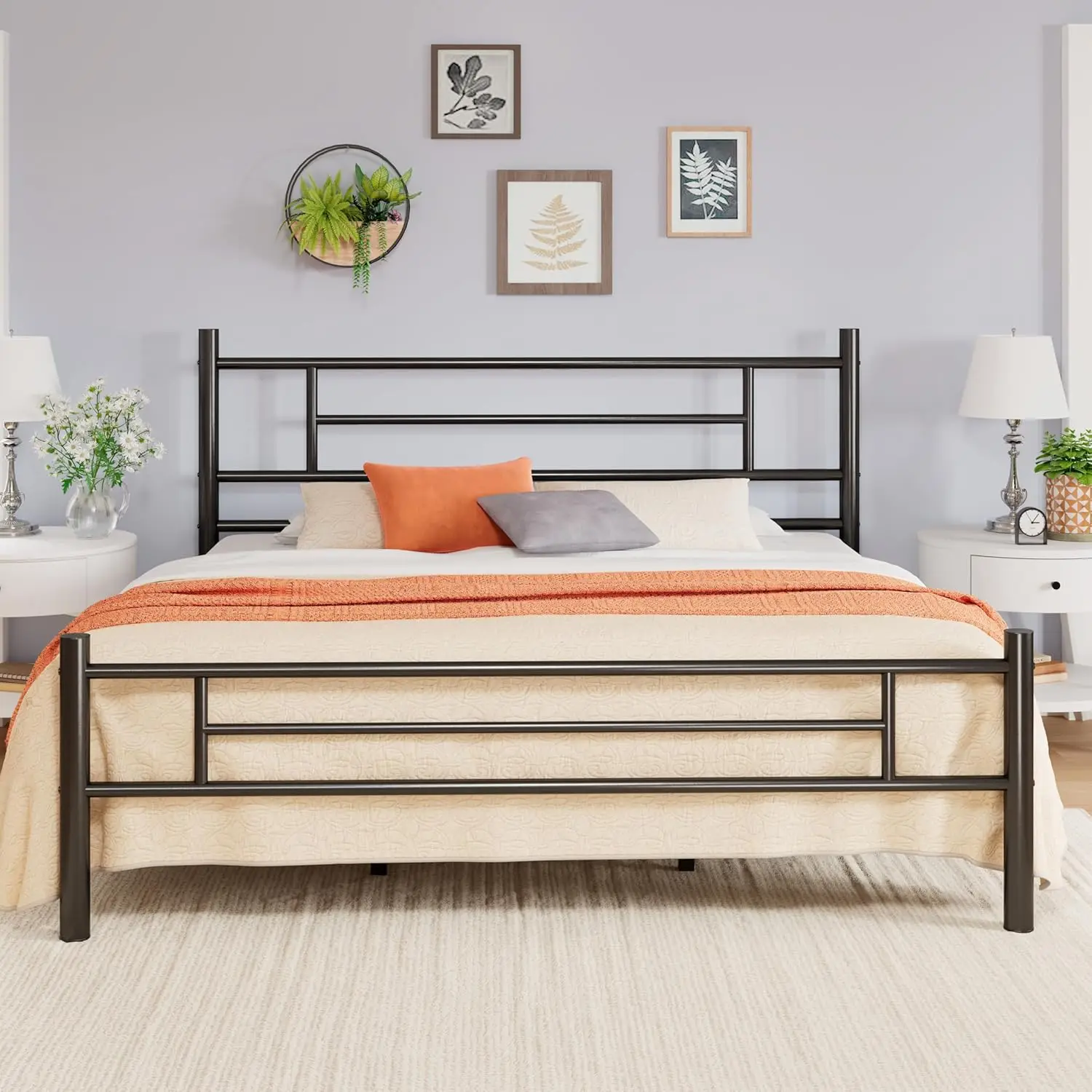 14In King Metal Platform Bed Frame w Headboard Footboard Underbed Storage Strong Slats No Box Spring Easy Assembly, Customized
14In King Metal Platform Bed Frame w Headboard Footboard Underbed Storage Strong Slats No Box Spring Easy Assembly, Customized