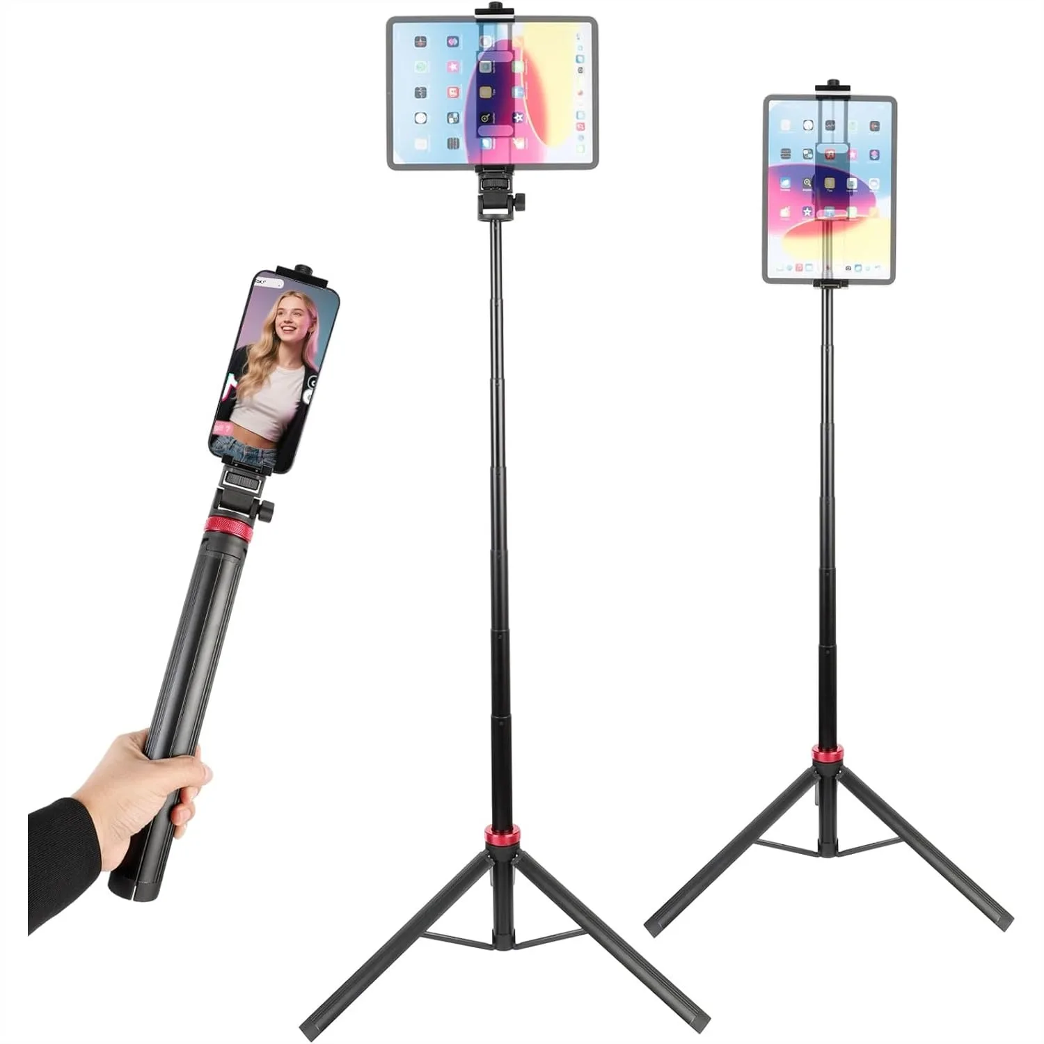 Extendable Tablet Tripod Stand 81in, Aluminum Alloy Travel Holder for iPad iPhone Kindle 4.7-12.9in
Extendable Tablet Tripod Stand 81in, Aluminum Alloy Travel Holder for iPad iPhone Kindle 4.7-12.9in
