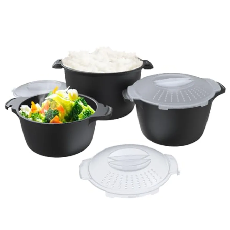 Professional 3 Piece Set Micro Cookware, Microwave Veggie Steamer, Microwave Rice Cooker as Steamer, Mix, Server and Storage Fo
Professional 3 Piece Set Micro Cookware, Microwave Veggie Steamer, Microwave Rice Cooker as Steamer, Mix, Server and Storage Fo
