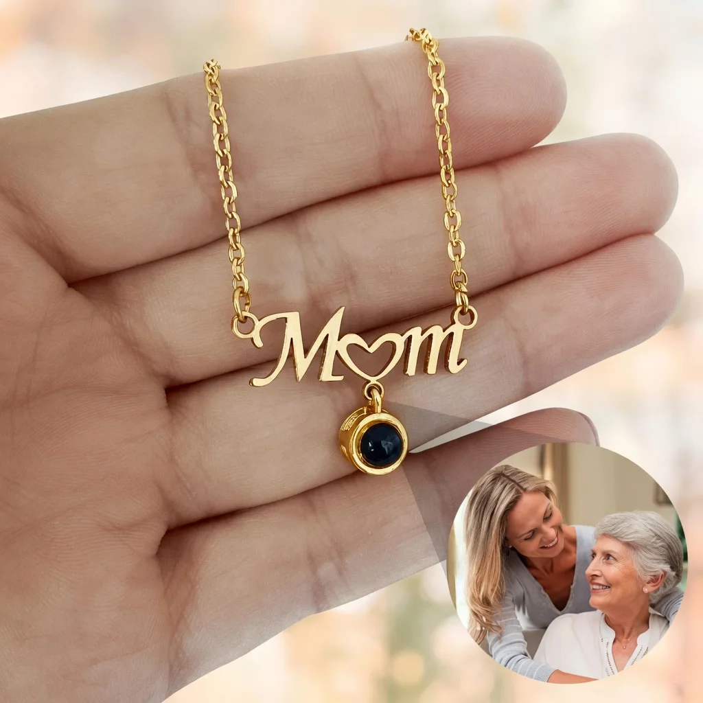 Custom Photo Projection Mom Necklace - "Mom" Heart Pendant with Hidden Picture Personalized Gift for Mother Mother's
Custom Photo Projection Mom Necklace - "Mom" Heart Pendant with Hidden Picture Personalized Gift for Mother Mother's