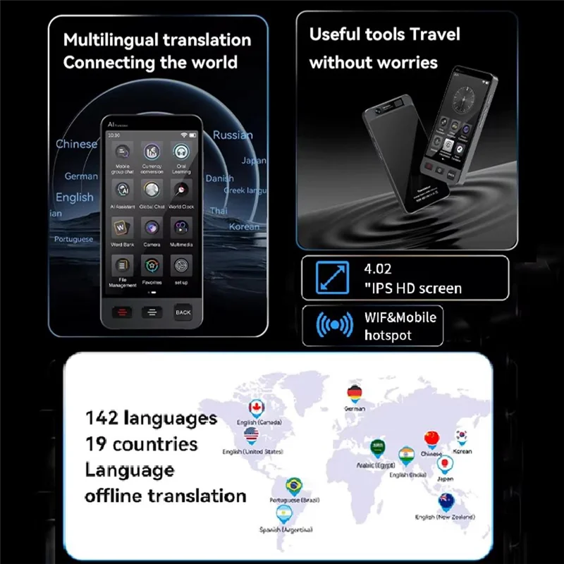 -A96Z Portable Language Translator Device With 142 Languages Voice Translating 19 Offline Translation M80
-A96Z Portable Language Translator Device With 142 Languages Voice Translating 19 Offline Translation M80