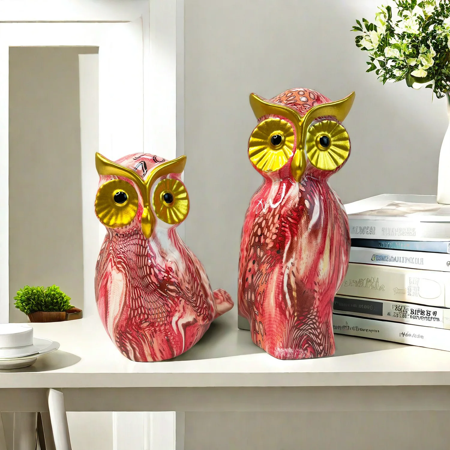 Modern minimalist water transfer printing owl ornament resin crafts for home living room, TV cabinet, exhibition hall decoration
Modern minimalist water transfer printing owl ornament resin crafts for home living room, TV cabinet, exhibition hall decoration