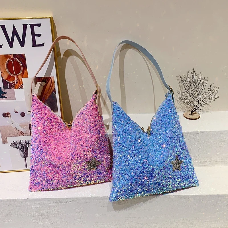 Korea Women Fashion Sequined Underarm Bag Luxury Shiny Shoulder Bag Versatile Ladies Handbag Clutch Bag High Capacity Tote
Korea Women Fashion Sequined Underarm Bag Luxury Shiny Shoulder Bag Versatile Ladies Handbag Clutch Bag High Capacity Tote