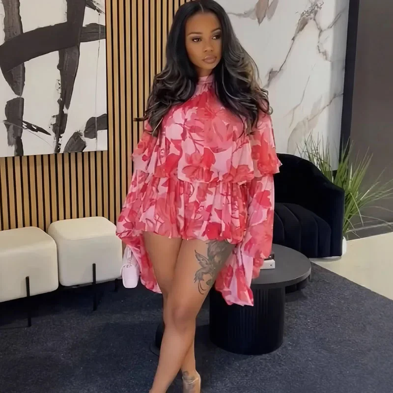 Клубная одежда Doyerl с цветочным принтом для женщин, комплект из 2 предметов, осенняя одежда, свободный топ с расклешенными рукавами и шорты, одинаковые комплекты Conjuntos 
Клубная одежда Doyerl с цветочным принтом для женщин, комплект из 2 предметов, осенняя одежда, свободный топ с расклешенными рукавами и шорты, одинаковые комплекты Conjuntos