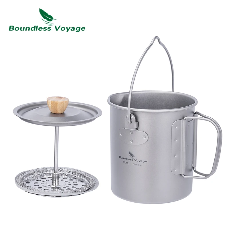 Boundless Voyage Titanium French Press Coffee Cup Outdoor Camping Hanging Water Tea Mug with Folding Handle
Boundless Voyage Titanium French Press Coffee Cup Outdoor Camping Hanging Water Tea Mug with Folding Handle