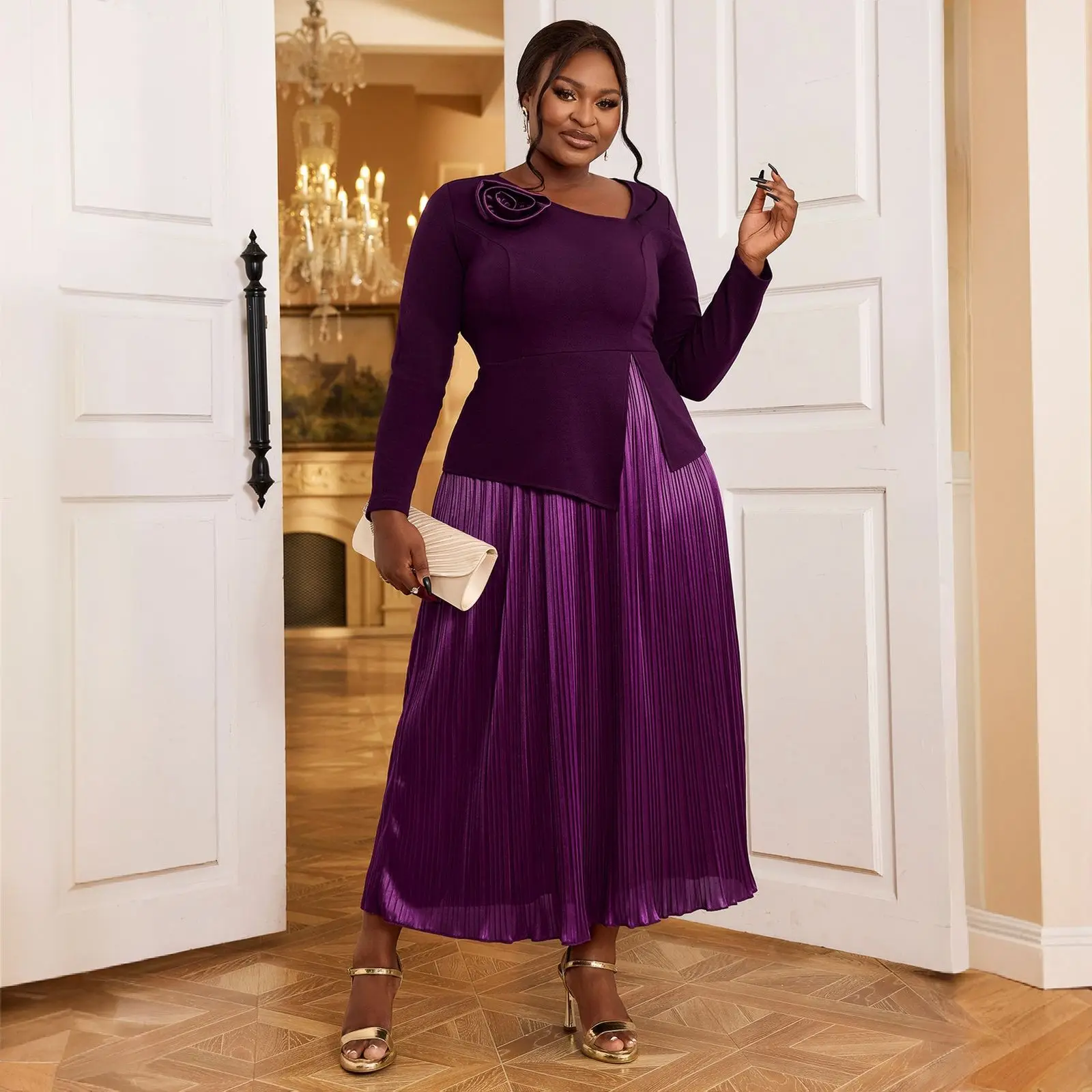 2024 new fall fashion light ripe wind dark purple dress Large size dress party party high-waisted dress
2024 new fall fashion light ripe wind dark purple dress Large size dress party party high-waisted dress