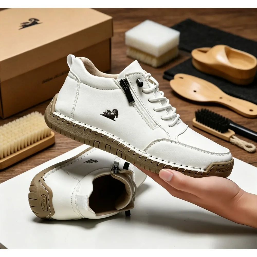 2026men's Handmade Leather Casual Shoes Outdoor Soft White Sneakers Classic Ankle Joint Anti-slip Flat with Running Shoes
2026men's Handmade Leather Casual Shoes Outdoor Soft White Sneakers Classic Ankle Joint Anti-slip Flat with Running Shoes