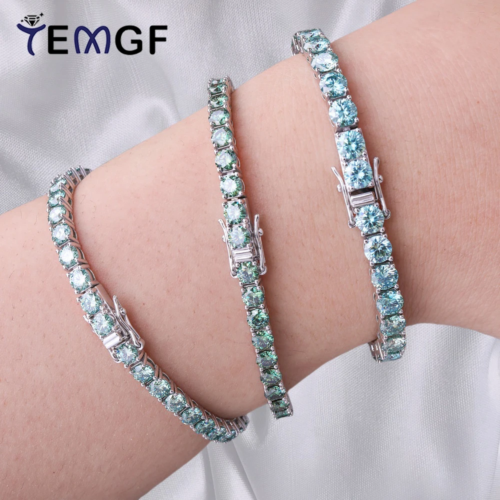 TEMGF Colorful Moissanite Bracelet S925 Sterling Silver Plated 15-19cm Length for Women Elegant Fashion Simple Fine Jewelry
TEMGF Colorful Moissanite Bracelet S925 Sterling Silver Plated 15-19cm Length for Women Elegant Fashion Simple Fine Jewelry