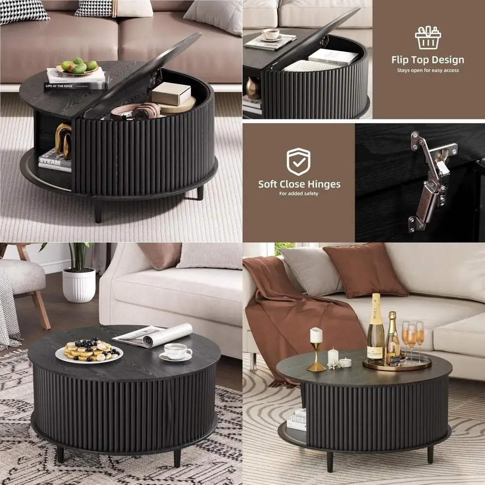 Mid-Century Modern Fluted Coffee Table with Storage for Living Room, Hidden Compartment Design
Mid-Century Modern Fluted Coffee Table with Storage for Living Room, Hidden Compartment Design