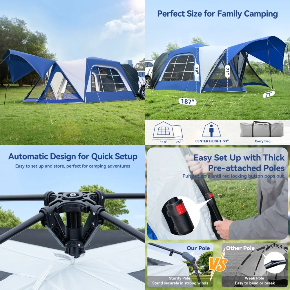 GazebosSpacious 10x10 ft Waterproof Automatic Camping Tent for 8 People SUV Tent Outdoor Adventure
GazebosSpacious 10x10 ft Waterproof Automatic Camping Tent for 8 People SUV Tent Outdoor Adventure