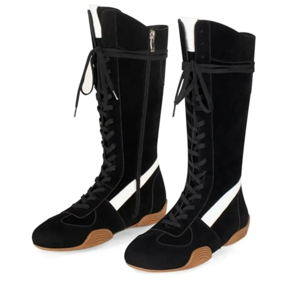 LACIKOSZ Women's Suede Lace Up Tall Boxing Boots Knee High Retro Dance Streetwear Sneakers with Side Zipper Flexible Non-Slip S
LACIKOSZ Women's Suede Lace Up Tall Boxing Boots Knee High Retro Dance Streetwear Sneakers with Side Zipper Flexible Non-Slip S
