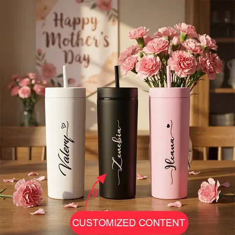 Personalized Slim Skinny Tumblers 16oz Matte Acrylic Water Bottle With Lid Straw Hen Party Bridesmaid Gifts Double Wall Colorful