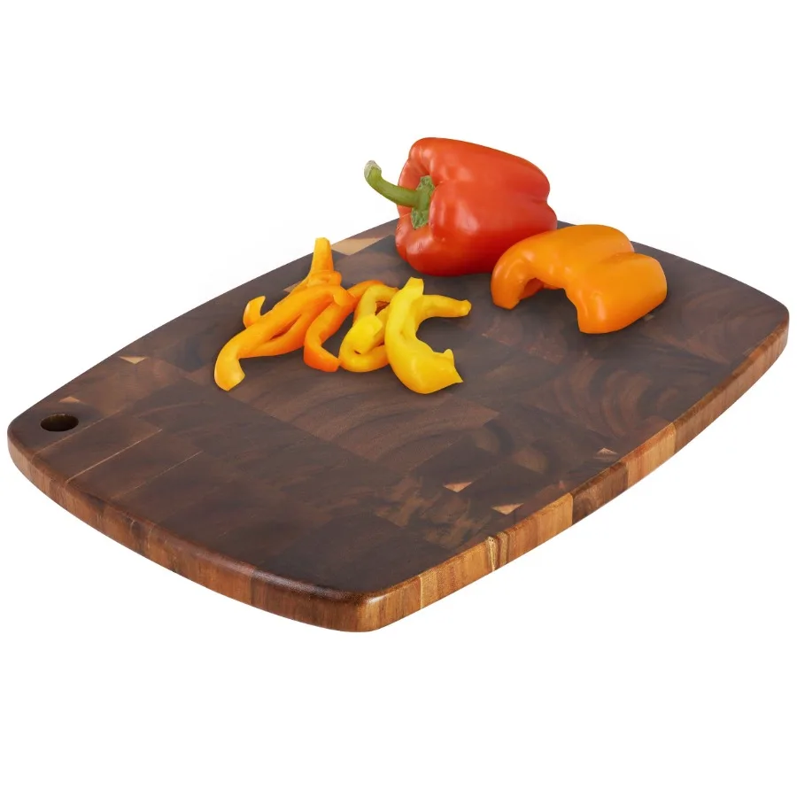 15.5 x 10.5 Inch Acacia Wood Rectangular Cutting Board with Rounded Edge