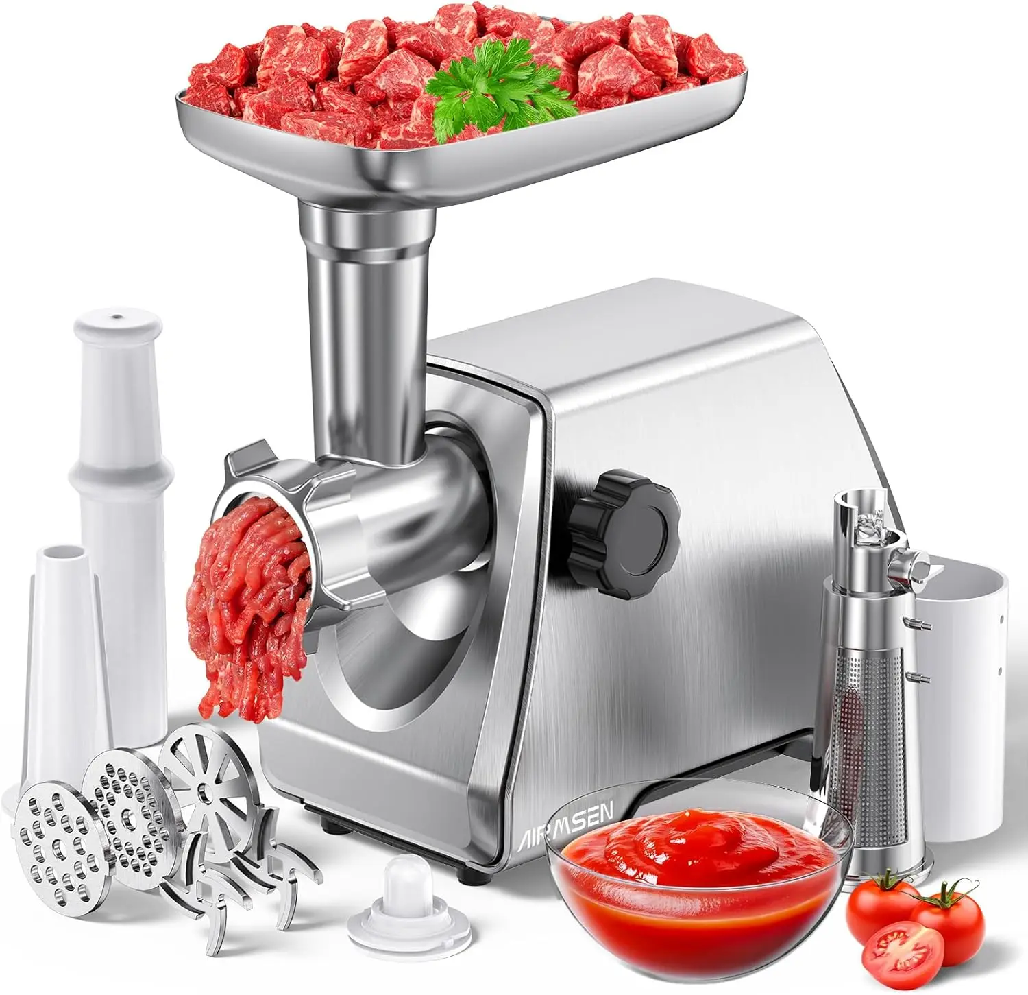 Electric Meat Grinder & Tomato Sauce Press Maker with Strainer - Heavy Duty Food Mill Machine for Grinding Meat, Making
Electric Meat Grinder & Tomato Sauce Press Maker with Strainer - Heavy Duty Food Mill Machine for Grinding Meat, Making