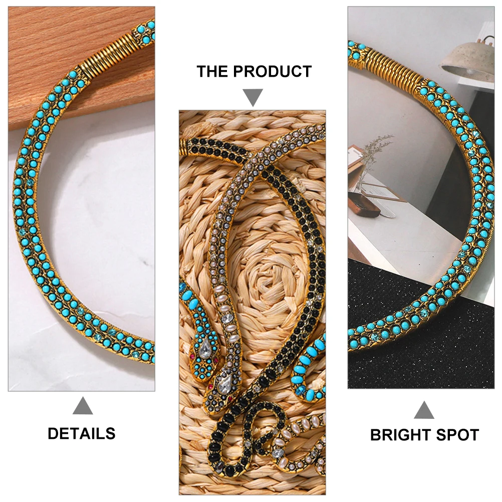Snake Shape Collar Choker Alloy Diamond Necklace Necklaces for Woman Women Vintage Turquoise Pendant Miss
Snake Shape Collar Choker Alloy Diamond Necklace Necklaces for Woman Women Vintage Turquoise Pendant Miss