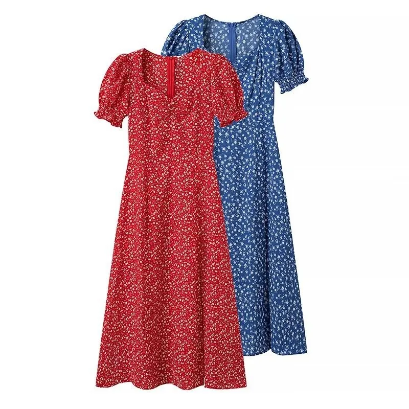 Women's floral dress 2024 summer new frock with bubble sleeves tucked waist side slit dress
Women's floral dress 2024 summer new frock with bubble sleeves tucked waist side slit dress