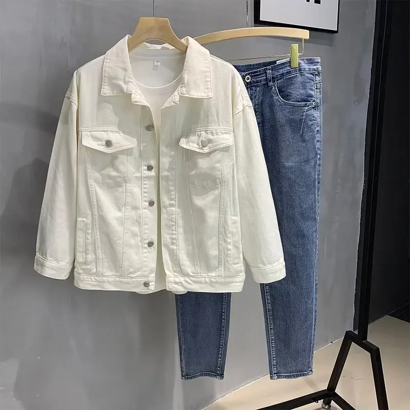 Stylish Pure White Denim Jacket for Men Spring Autumn Vintage Workwear Fashionable Trendy Brand Versatile Handsome Jacket
Stylish Pure White Denim Jacket for Men Spring Autumn Vintage Workwear Fashionable Trendy Brand Versatile Handsome Jacket