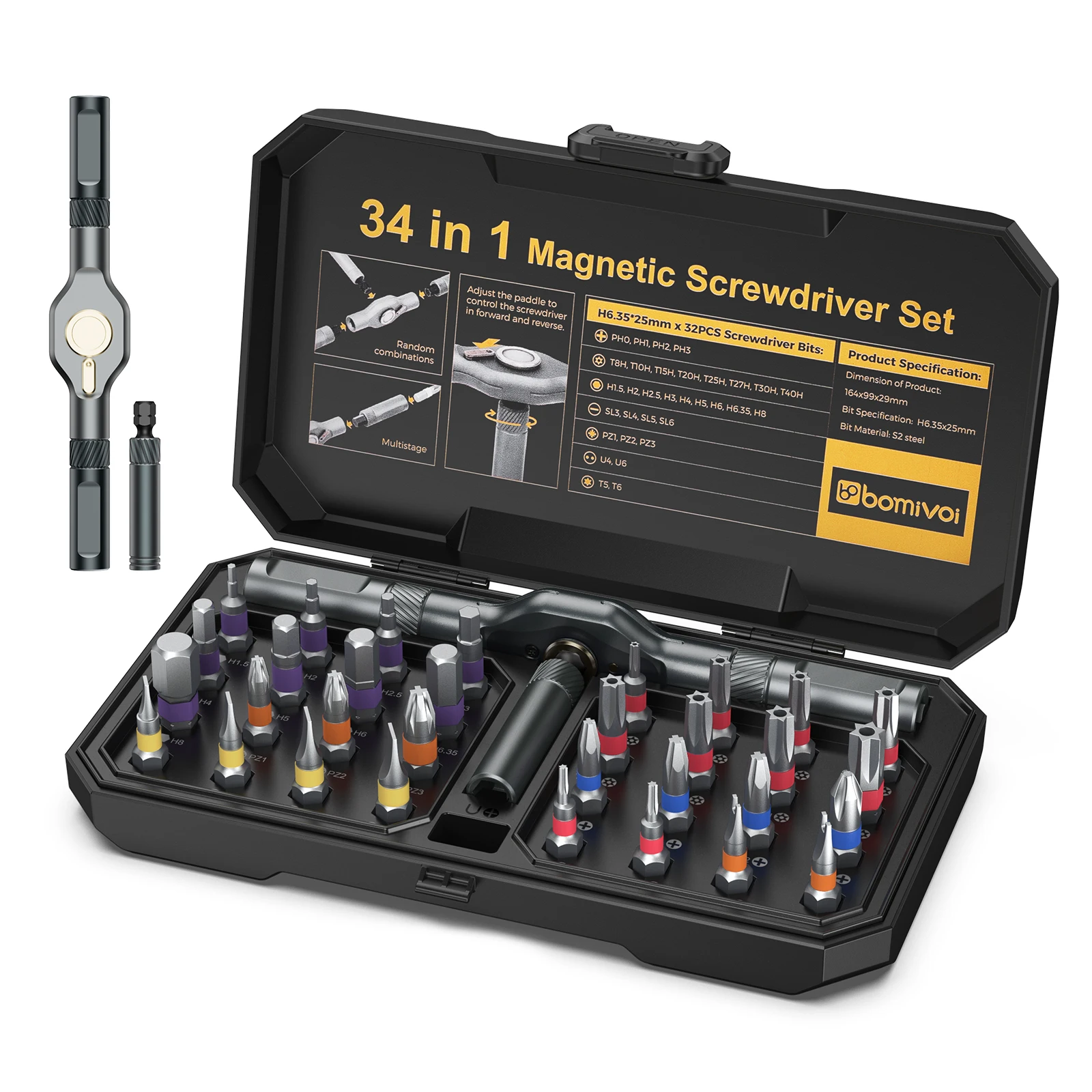 ORIA Ratchet Screwdriver Set 34 in 1 Magnetic Screwdriver DIY Repair Tool with Detachable Ratchet Handle for Furniture Computer
ORIA Ratchet Screwdriver Set 34 in 1 Magnetic Screwdriver DIY Repair Tool with Detachable Ratchet Handle for Furniture Computer