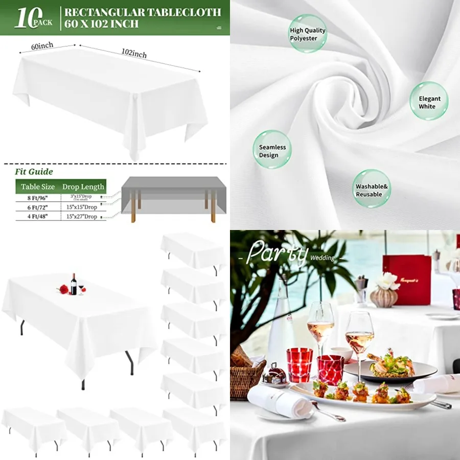 10 Pack Tablecloths for 6 Feet Rectangle Tables ch Table Cloth Rectangle Tables 6Feet Tablecloth Len Polyester Fabric Washable
10 Pack Tablecloths for 6 Feet Rectangle Tables ch Table Cloth Rectangle Tables 6Feet Tablecloth Len Polyester Fabric Washable