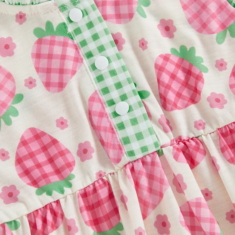 Летние комбинезоны для новорожденных девочек, клубничный цветочный принт, оборки, пуговицы, одежда без рукавов для младенцев, детский комбинезон
Летние комбинезоны для новорожденных девочек, клубничный цветочный принт, оборки, пуговицы, одежда без рукавов для младенцев, детский комбинезон