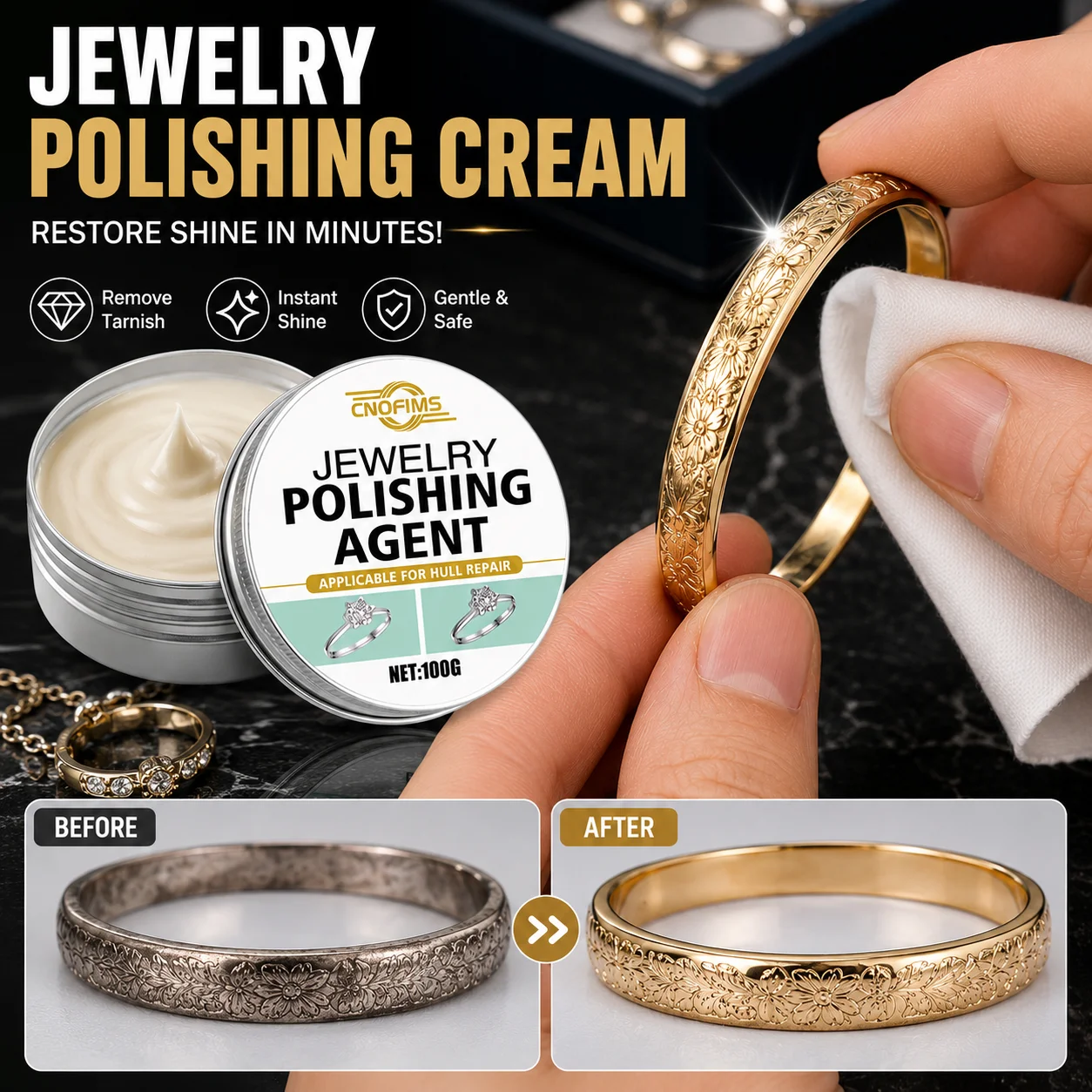 Jewelry Restoration Set Scratch Remover and Anti Tarnish Polish for Rings Bracelets Necklaces and Silver Jewelry
Jewelry Restoration Set Scratch Remover and Anti Tarnish Polish for Rings Bracelets Necklaces and Silver Jewelry