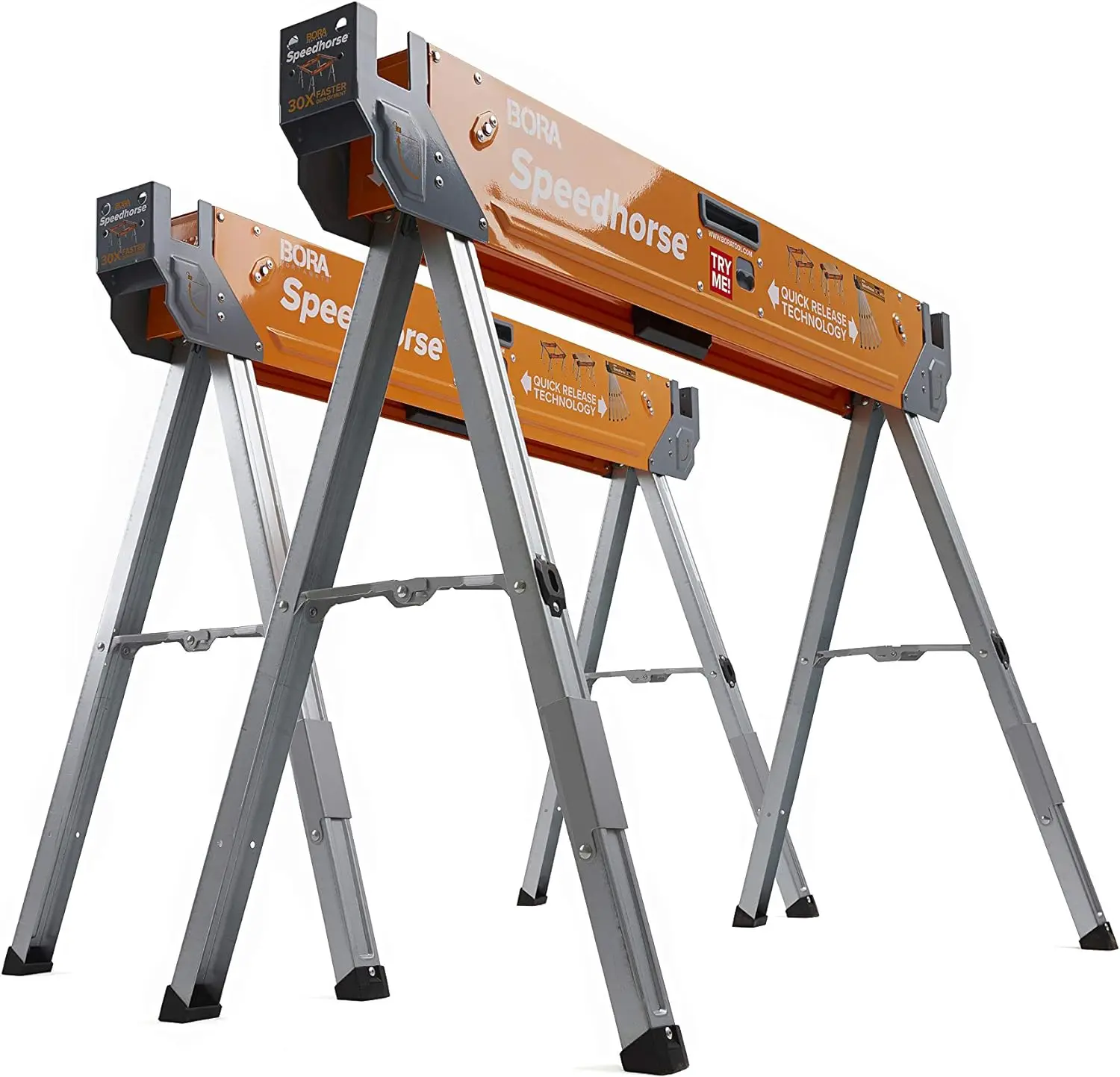 Sawhorse Pair– Two Pack Table Stand with Folding Legs Metal Top for 2x4, Heavy Duty Pro Bench Saw Horse
Sawhorse Pair– Two Pack Table Stand with Folding Legs Metal Top for 2x4, Heavy Duty Pro Bench Saw Horse