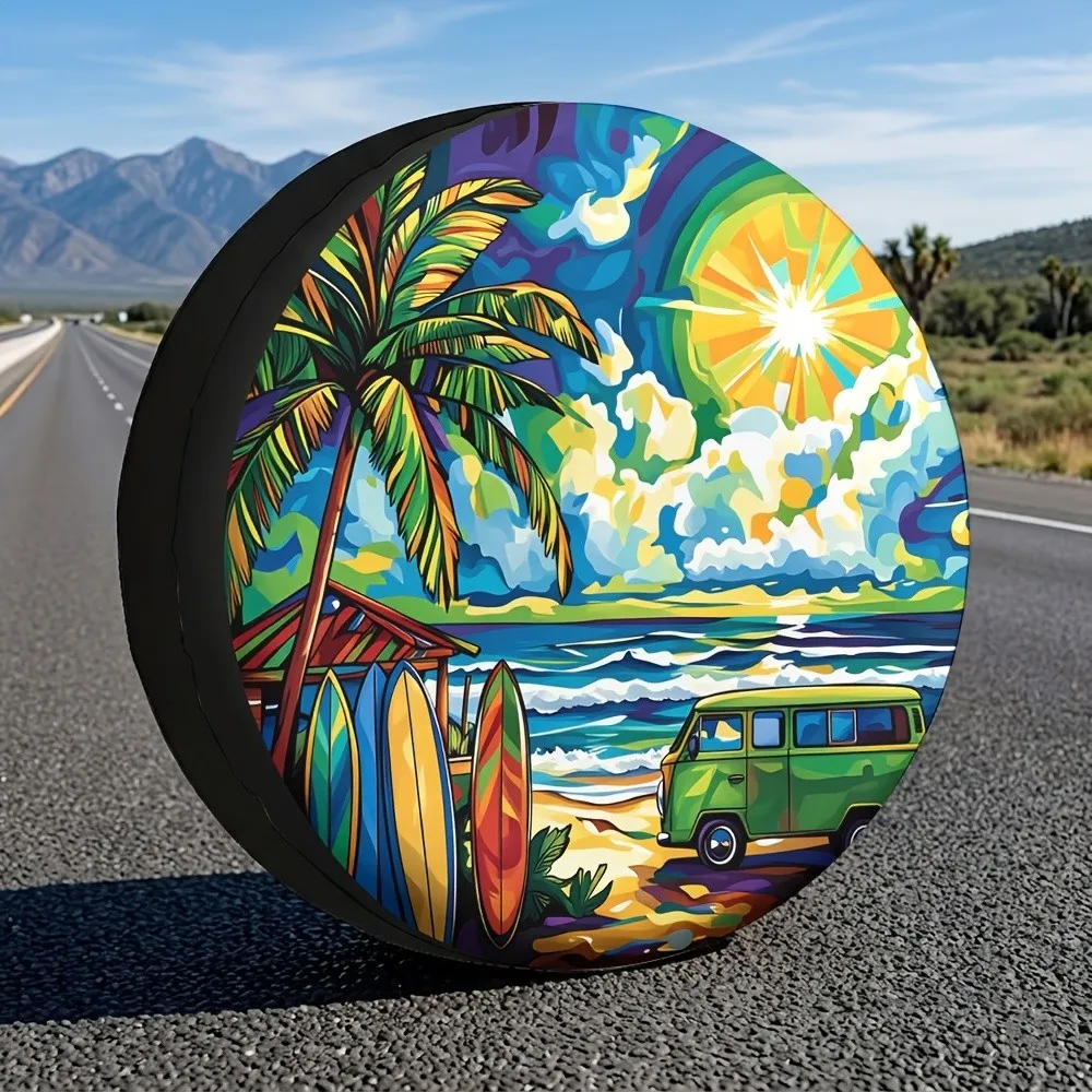 Colorful Beach Van Surf Spare Tire Cover Polyester Waterproof Sun Protection for SUV
Colorful Beach Van Surf Spare Tire Cover Polyester Waterproof Sun Protection for SUV