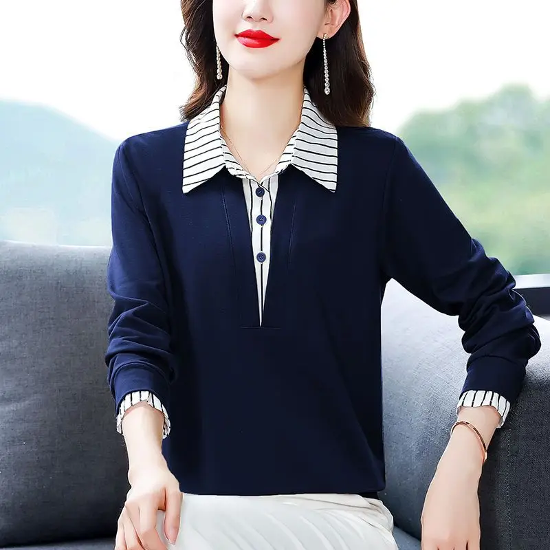 Fake Two Pieces Shirts Women's Spring and Autumn New Female Fashion Long Sleeve Shirt Middle-Aged Stitching Printing Tops
Fake Two Pieces Shirts Women's Spring and Autumn New Female Fashion Long Sleeve Shirt Middle-Aged Stitching Printing Tops