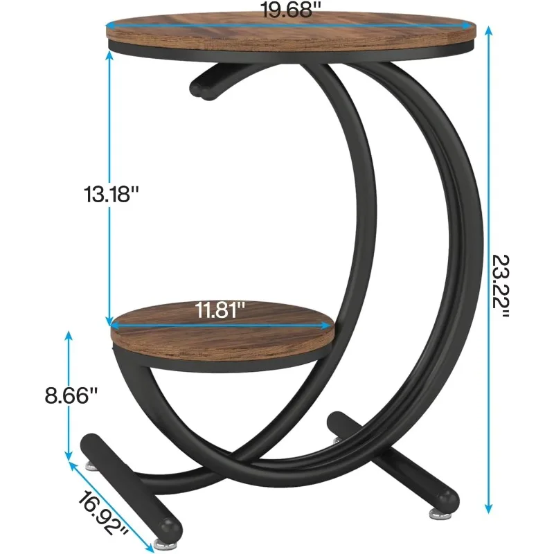 Modern antique brown small round accent table with living room sofa side open storage rack
Modern antique brown small round accent table with living room sofa side open storage rack