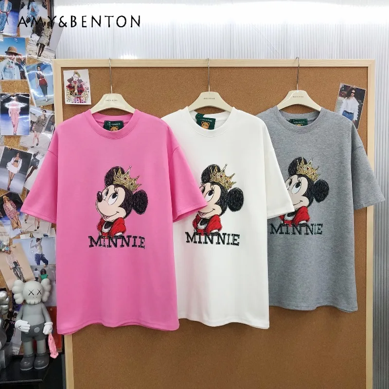 American Style Loose Cotton Short Sleeved T-shirt New Rhinestone Cartoon Print Pullover Top Tshirts Y2k Kawaii Clothes For Women
American Style Loose Cotton Short Sleeved T-shirt New Rhinestone Cartoon Print Pullover Top Tshirts Y2k Kawaii Clothes For Women