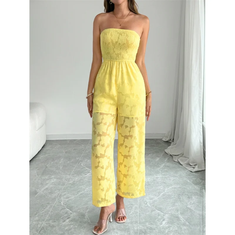 Летний женский комбинезон из прозрачной ткани с завышенной талией, длинные брюки, из смесового хлопка, тонкий, прямого кроя, для повседневной носки
Летний женский комбинезон из прозрачной ткани с завышенной талией, длинные брюки, из смесового хлопка, тонкий, прямого кроя, для повседневной носки